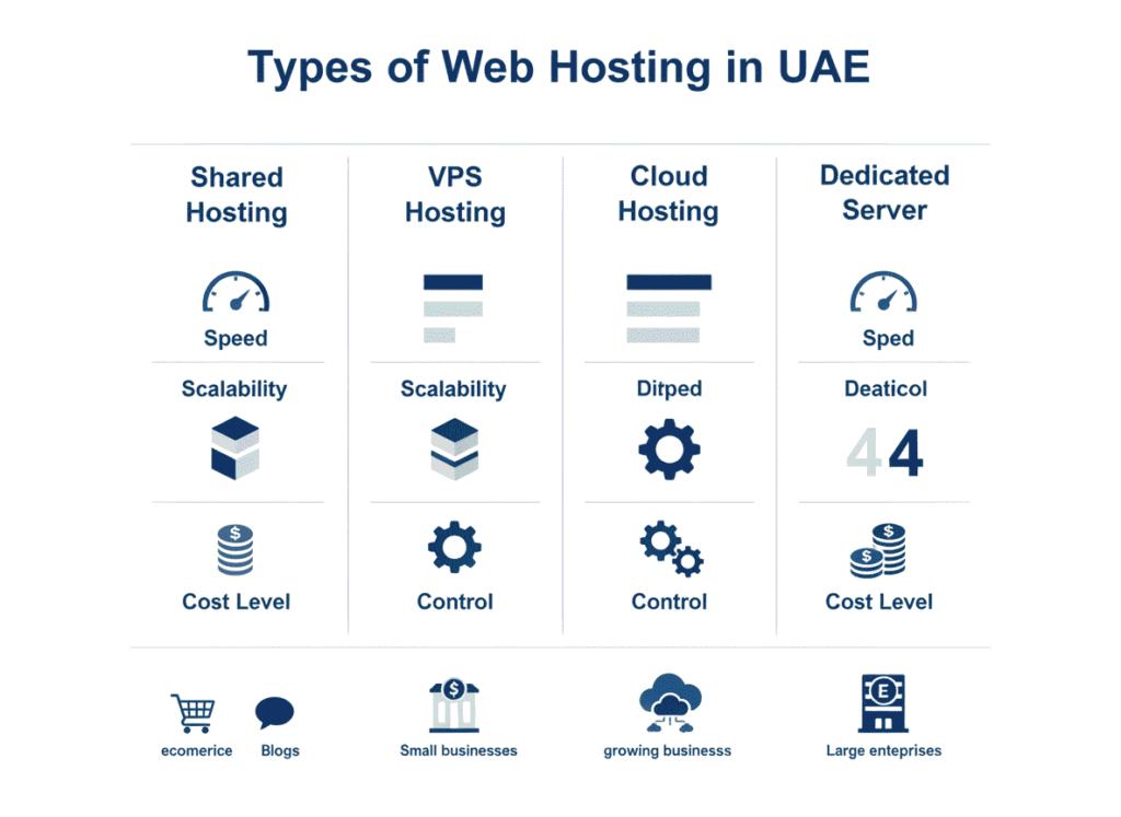 Comparison of shared VPS cloud and dedicated hosting UAE