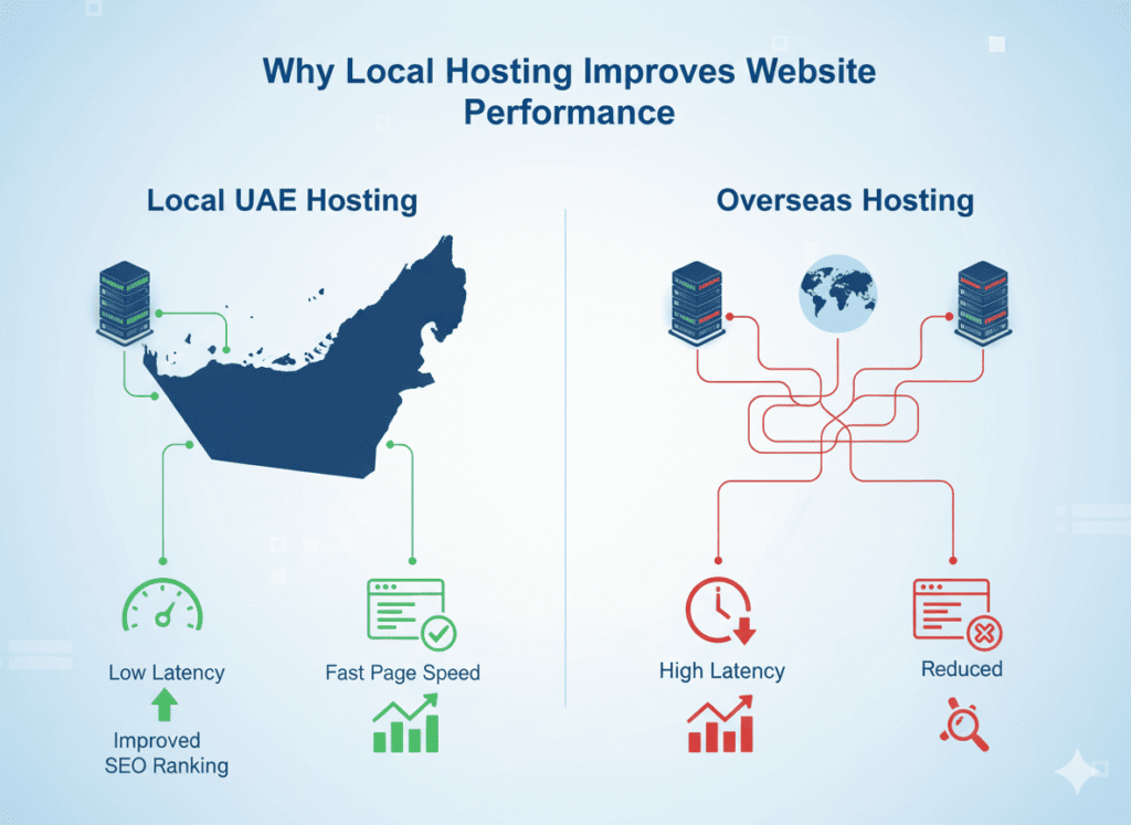 local vs overseas hosting performance for UAE businesses