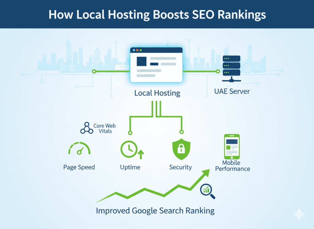 SEO benefits of local web hosting UAE