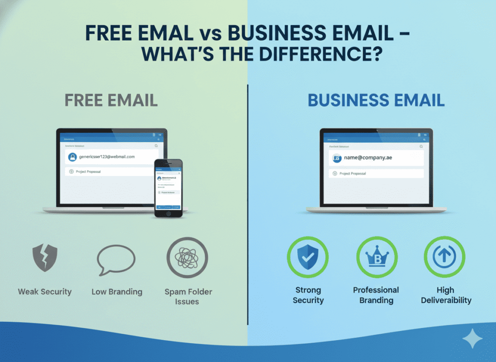 free email vs business email hosting comparison UAE