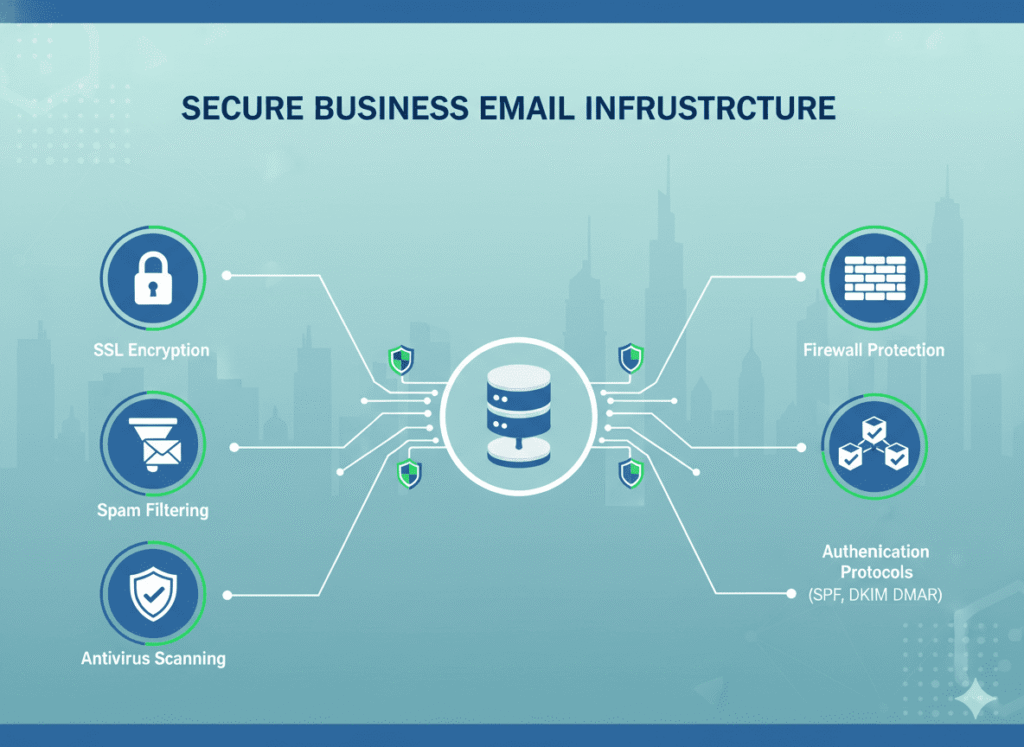 secure business email hosting UAE encryption spam protection