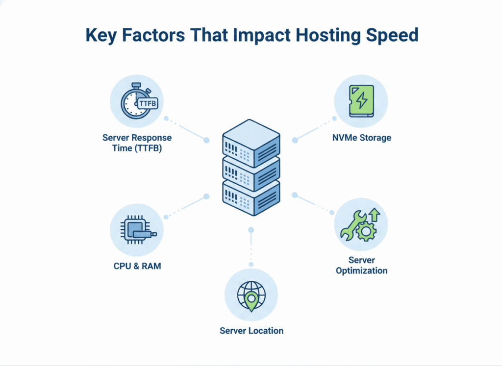 hosting speed factors NVMe CPU RAM latency UAE