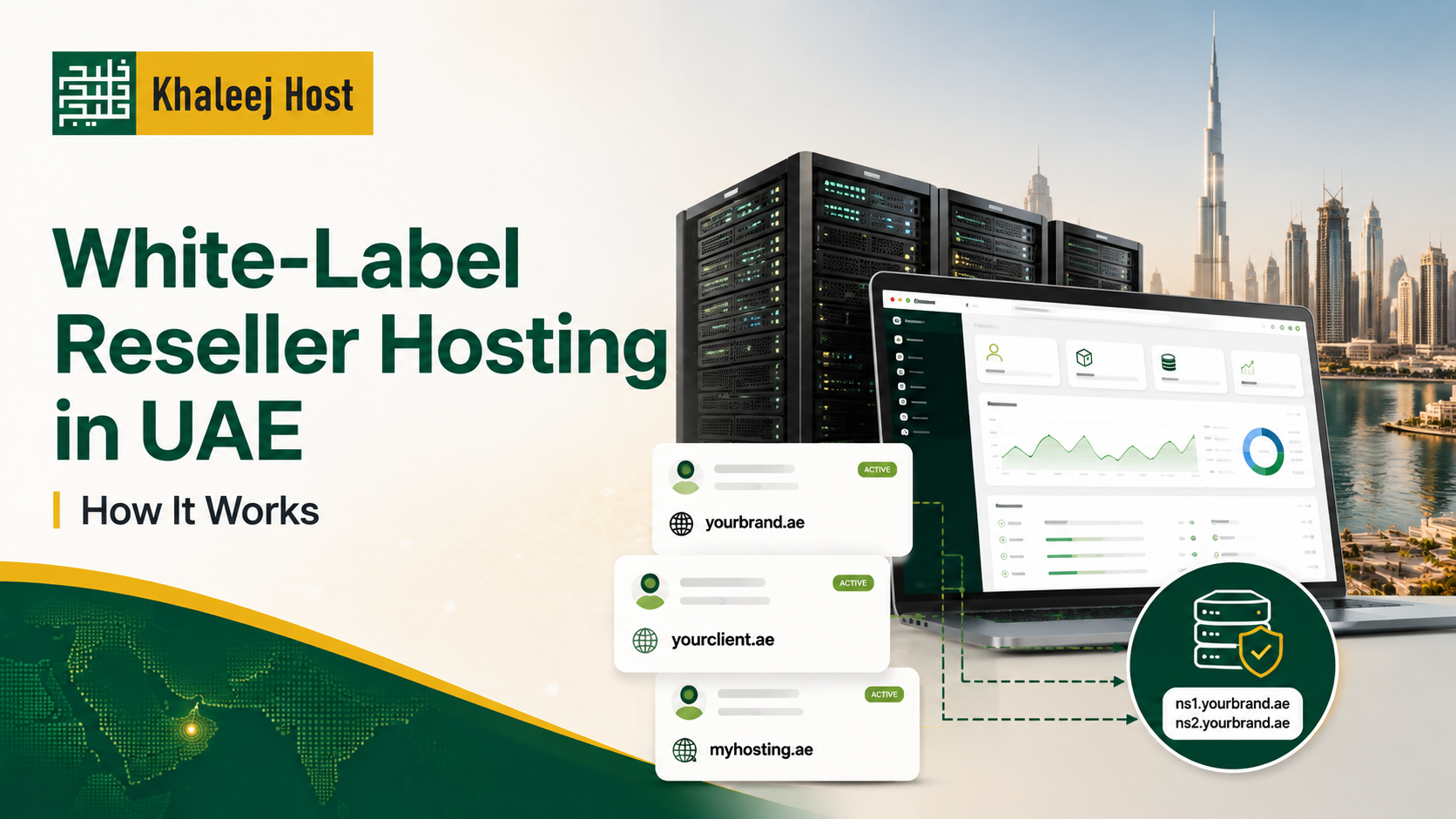 White-label reseller hosting in UAE with branded hosting accounts, private nameservers, and reseller dashboard